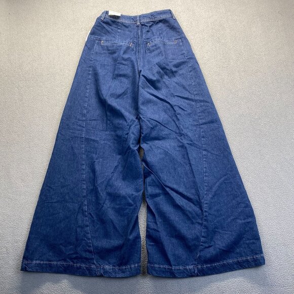 We The Free Womens High Rise Pleated Denim Wide Leg Jeans Blue Pockets Sz 24 New - Picture 5 of 15